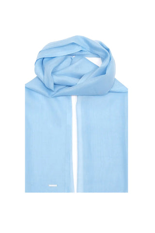 Açık Mavi Jas İpekli Tek Renk Şal Silk and Cashmere