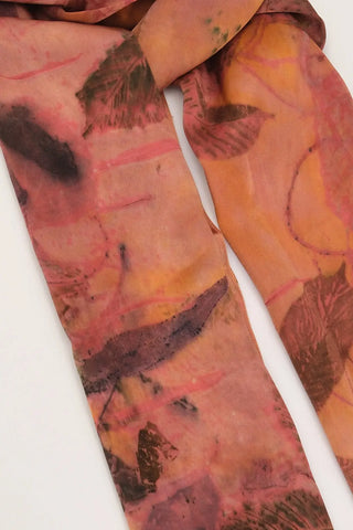 Kiremit Saf İpek El Baskısı Ekolojik Şal 90 x 200 cm Silk and Cashmere