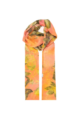 Somon Saf İpek El Baskısı Ekolojik Şal 90 x 200 cm Silk and Cashmere