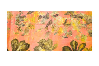 Somon Saf İpek El Baskısı Ekolojik Şal 90 x 200 cm Silk and Cashmere