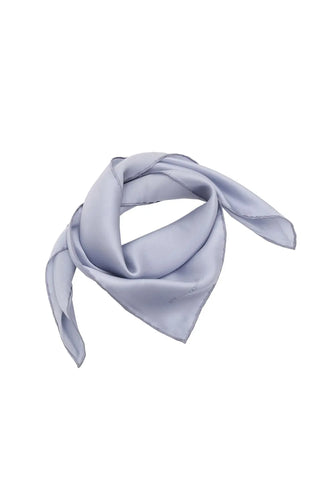 Açık Mavi Saf İpek Düz Renk Kadın Küçük Eşarp 53 x 53 cm Silk and Cashmere