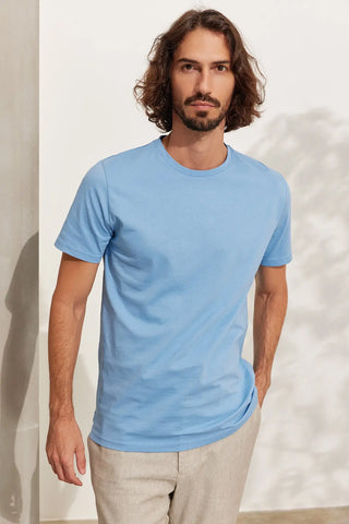 Açık Mavi & More Yuvarlak Yaka Kısa Kollu Erkek Tişört Silk and Cashmere