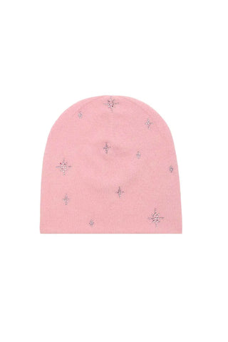 Açık Pembe Lucia Yün Kaşmir Yıldız Şekilli Taş Süslü Bere Silk and Cashmere
