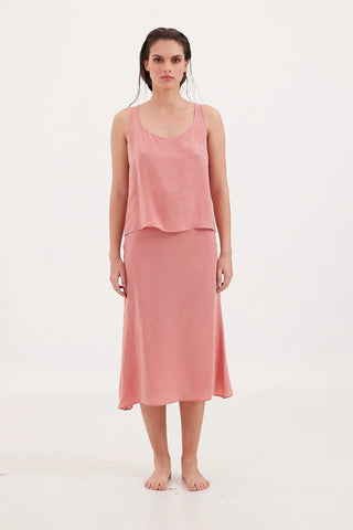 Açk Pembe & More Clara A Kesim Kupro Etek Silk and Cashmere