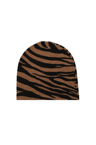 Camel Kamir Yün Zebra Desenli Bere Silk and Cashmere