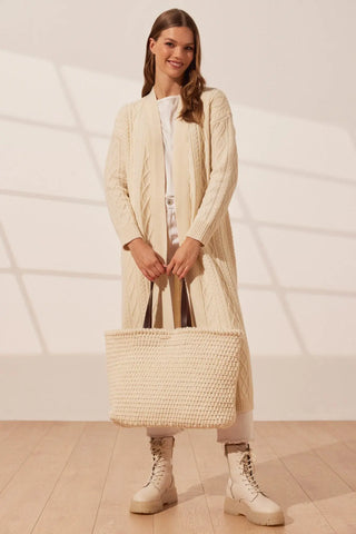 Ekru Nancy Saf Yün Kadn Çanta Silk and Cashmere