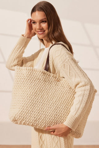 Ekru Nancy Saf Yün Kadn Çanta Silk and Cashmere