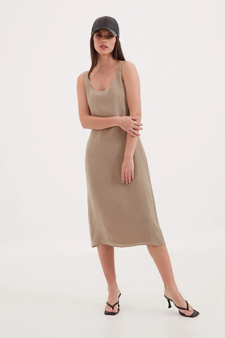 Haki Clara Kolsuz Uzun Elbise Silk and Cashmere