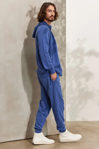 Mavi Kaşmir ve Merino Yünü Karışımlı ReLoved Geri Dönüştürülmüş Erkek Eşofman Altı Silk and Cashmere