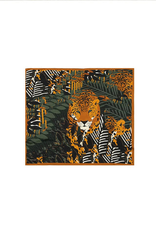 Renkli Saf İpek Leopar Desenli Kadın Kare Eşarp 90 x 90 cm Silk and Cashmere