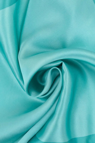 Turkuaz Saf İpek Düz Renk Küçük Eşarp 53 x 53 cm Silk and Cashmere