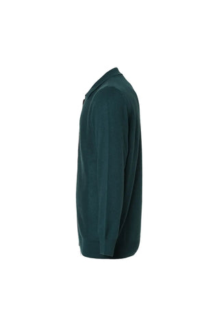 Yeşil Tricennial Saf Kaşmir Balık Sırtı Desenli Uzun Kollu Erkek Fermuarlı Hırka Silk and Cashmere