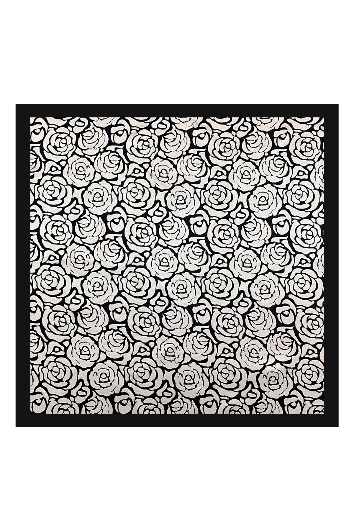 Siyah Laila Saf İpek Roma Küçük Eşarp 50x50 cm