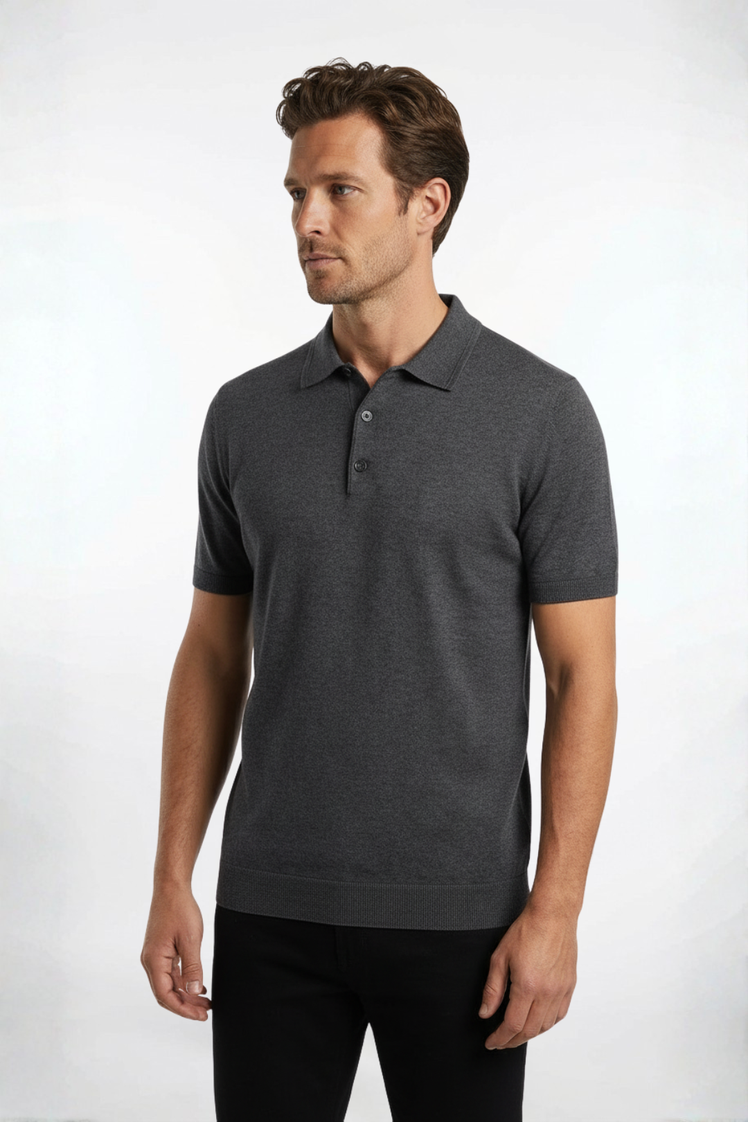 Antrasit Paul İpek Kaşmir Kısa Kollu Polo