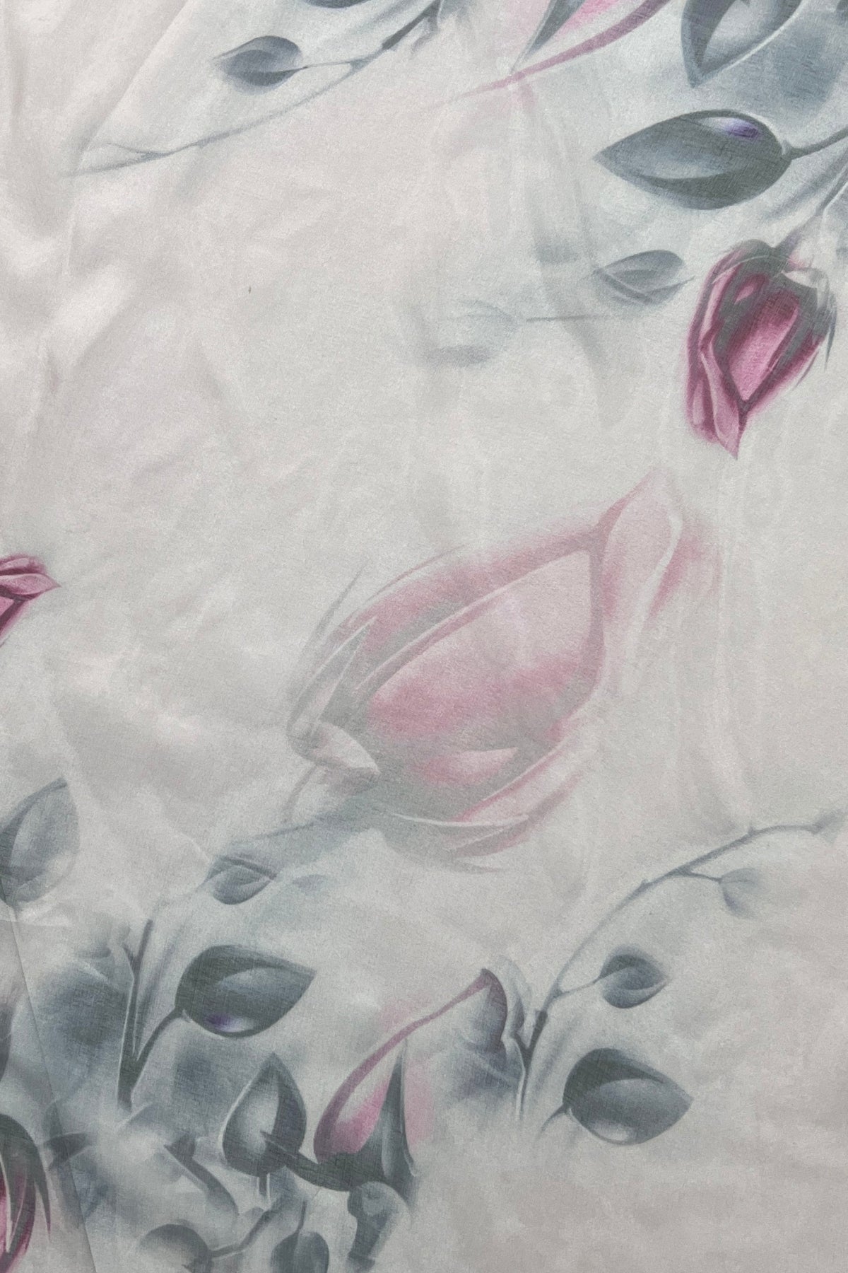 Gül Kurusu Anabel Saf İpek  Şifon Baskılı Oblong Şal 180x110