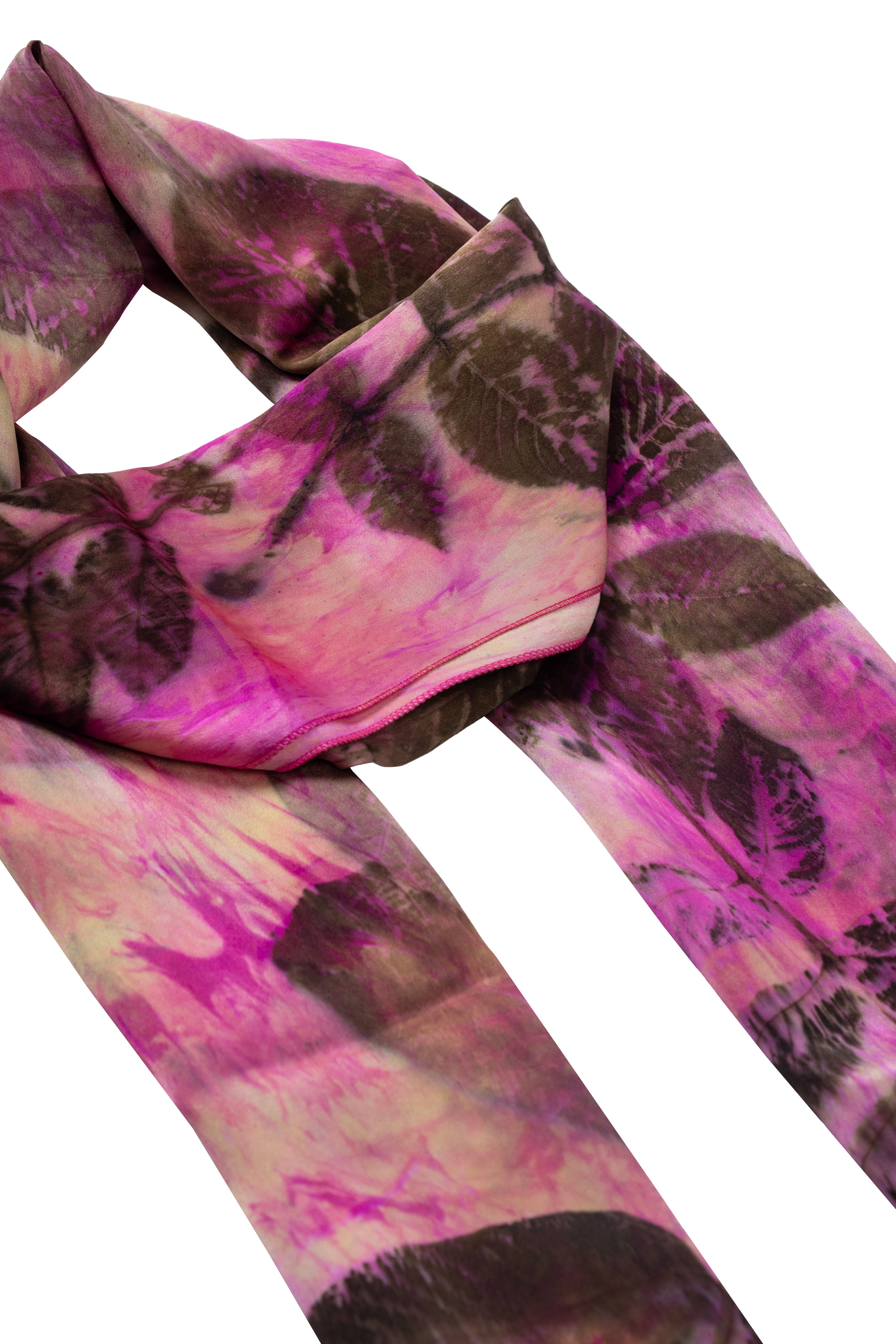 Pembe Saf İpek El Baskısı Ekolojik Şal 90 x 200 cm