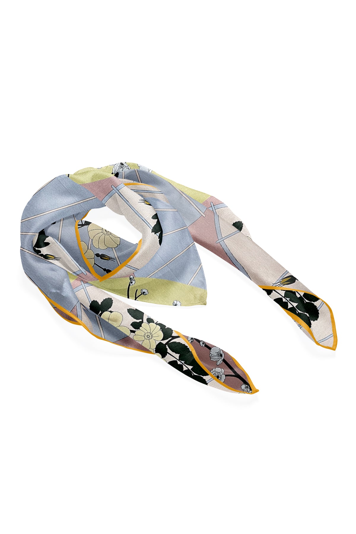 Altın Laila Saf İpek Roma Küçük Eşarp 50x50 cm