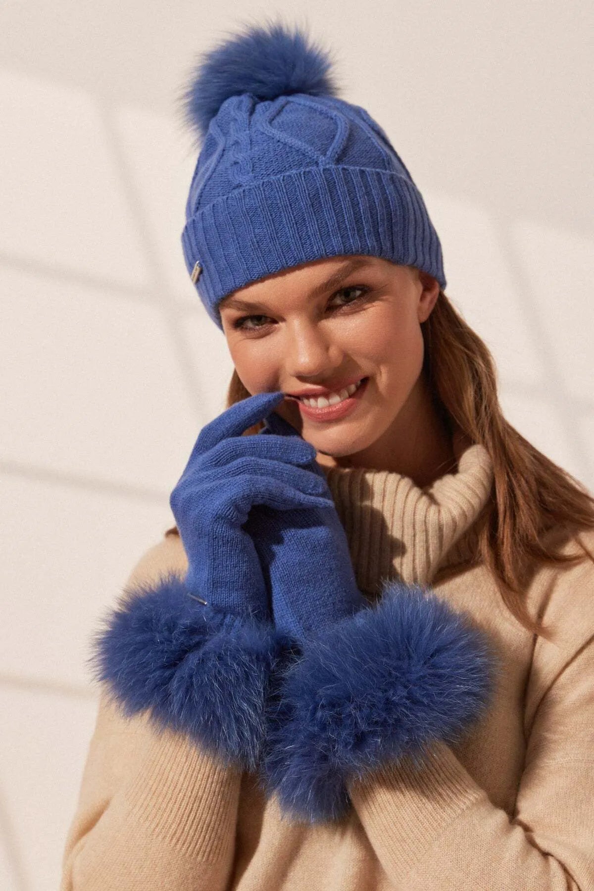 Mavi Rachel Yün Kaşmir Eldiven