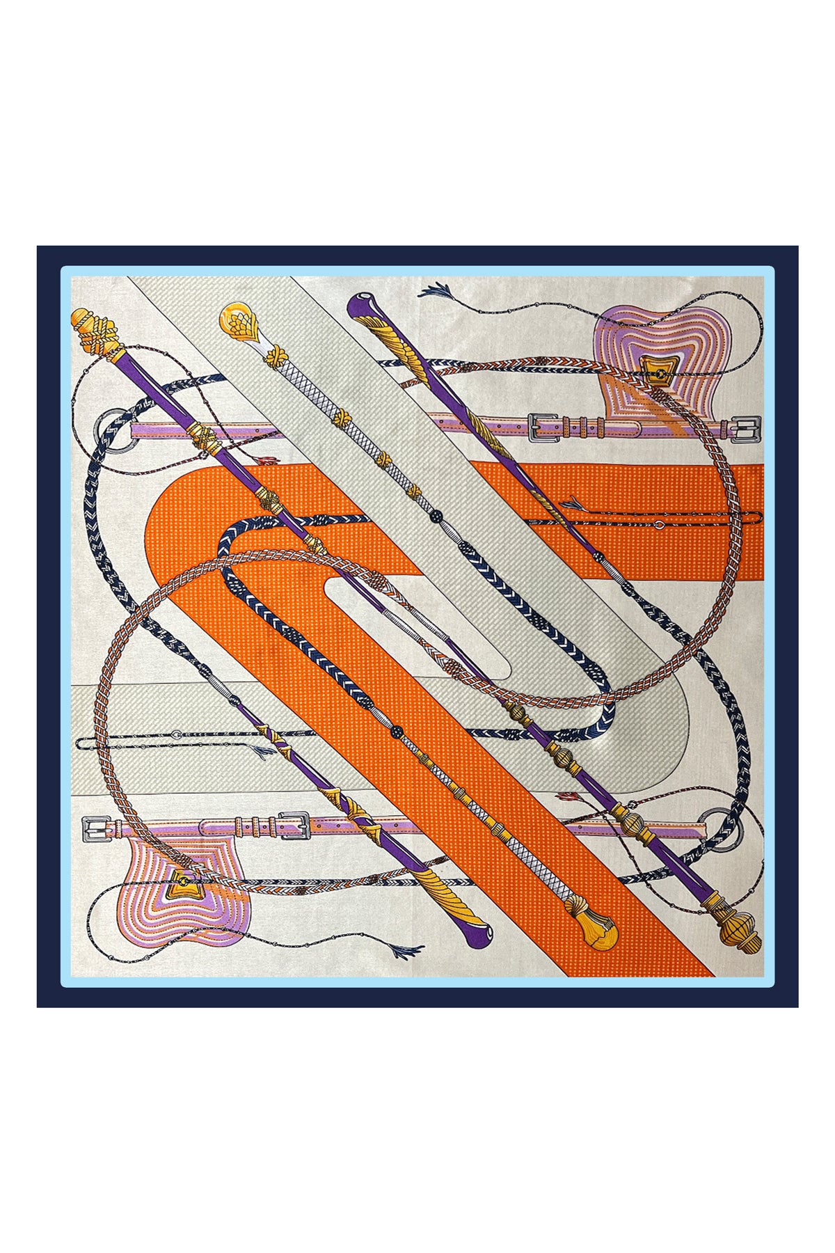 Turuncu Laila Saf İpek Roma Küçük Eşarp 50x50 cm