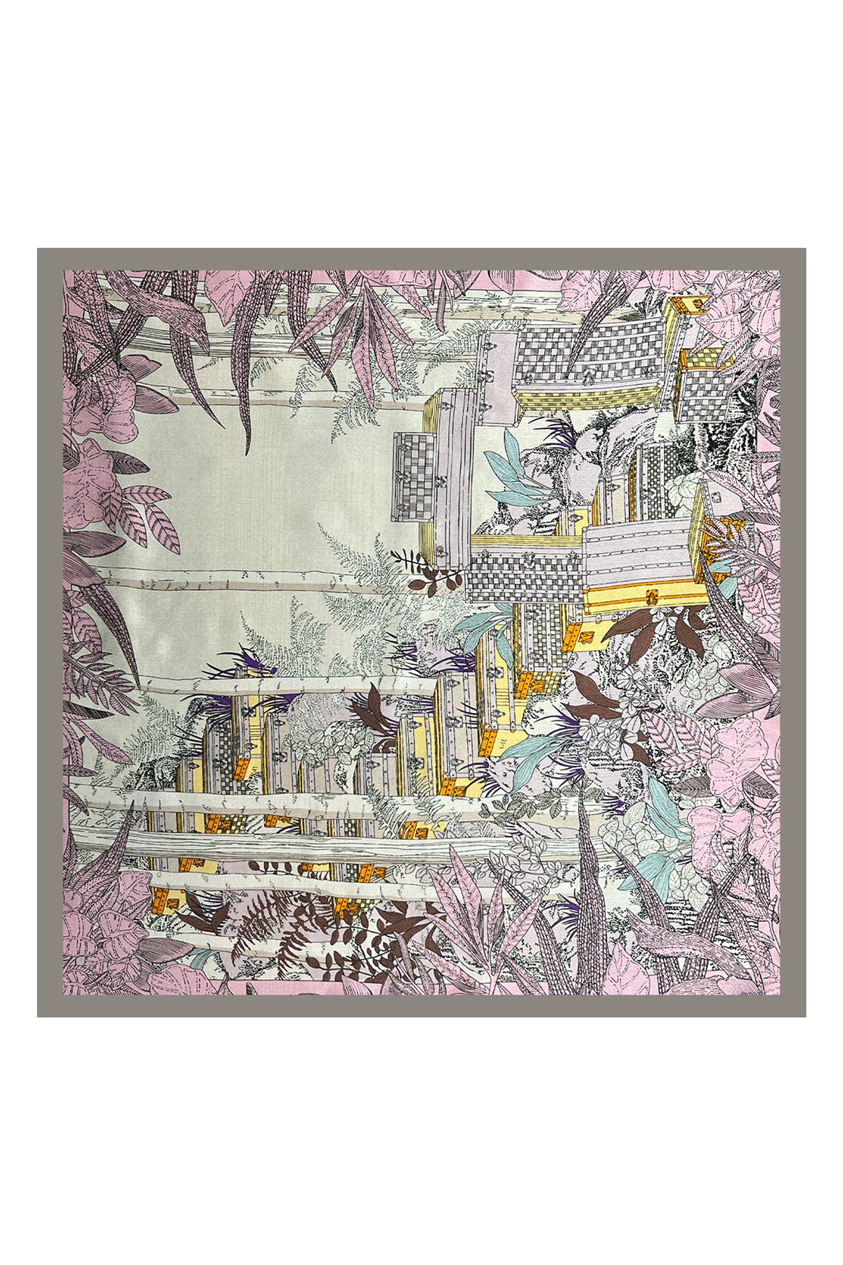 Pembe Laila Saf İpek Roma Küçük Eşarp 50x50 cm