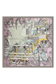 Pembe Laila Saf İpek Roma Küçük Eşarp 50x50 cm