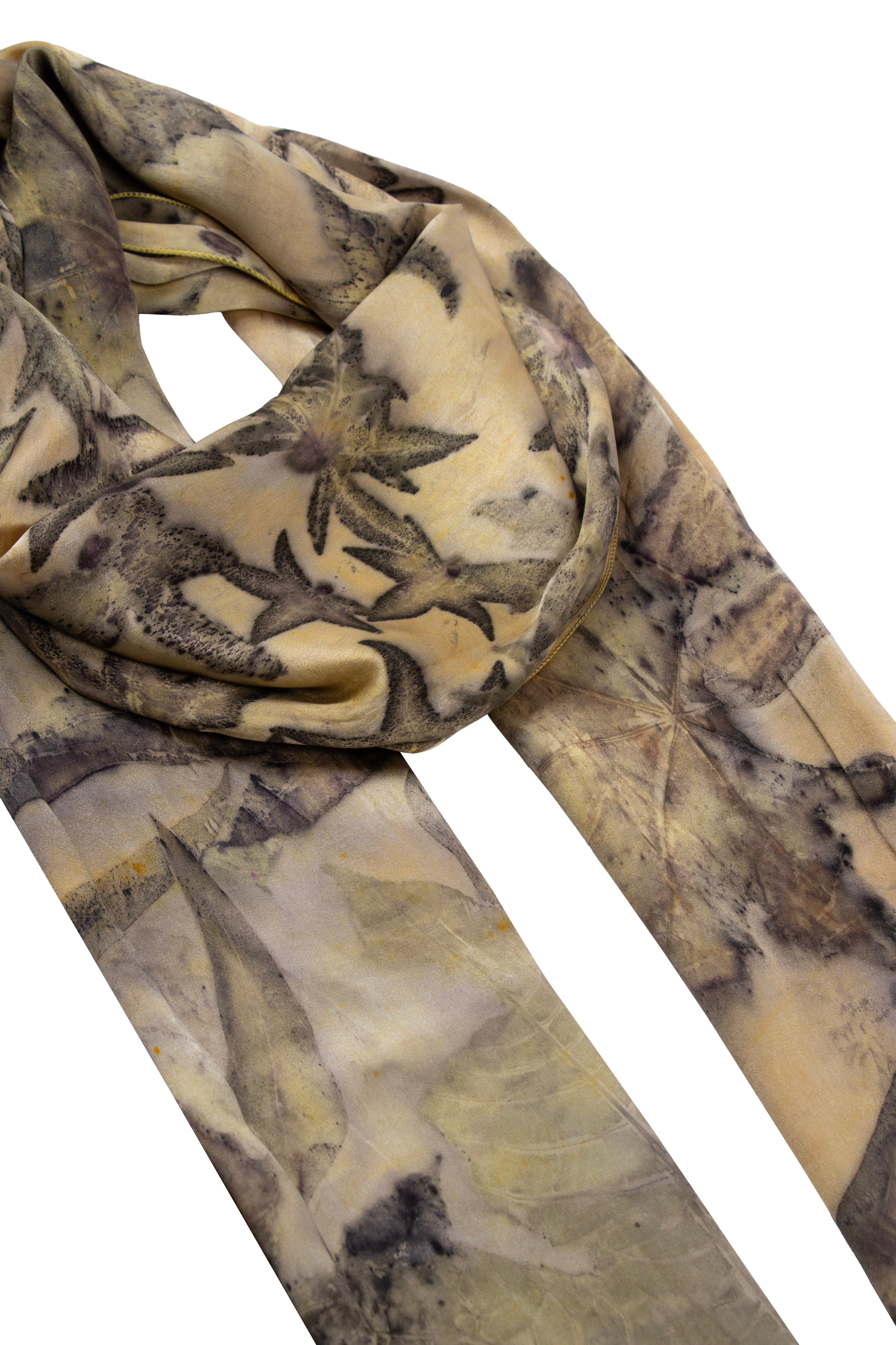Gri Saf İpek El Baskısı Ekolojik Şal 90 x 200 cm