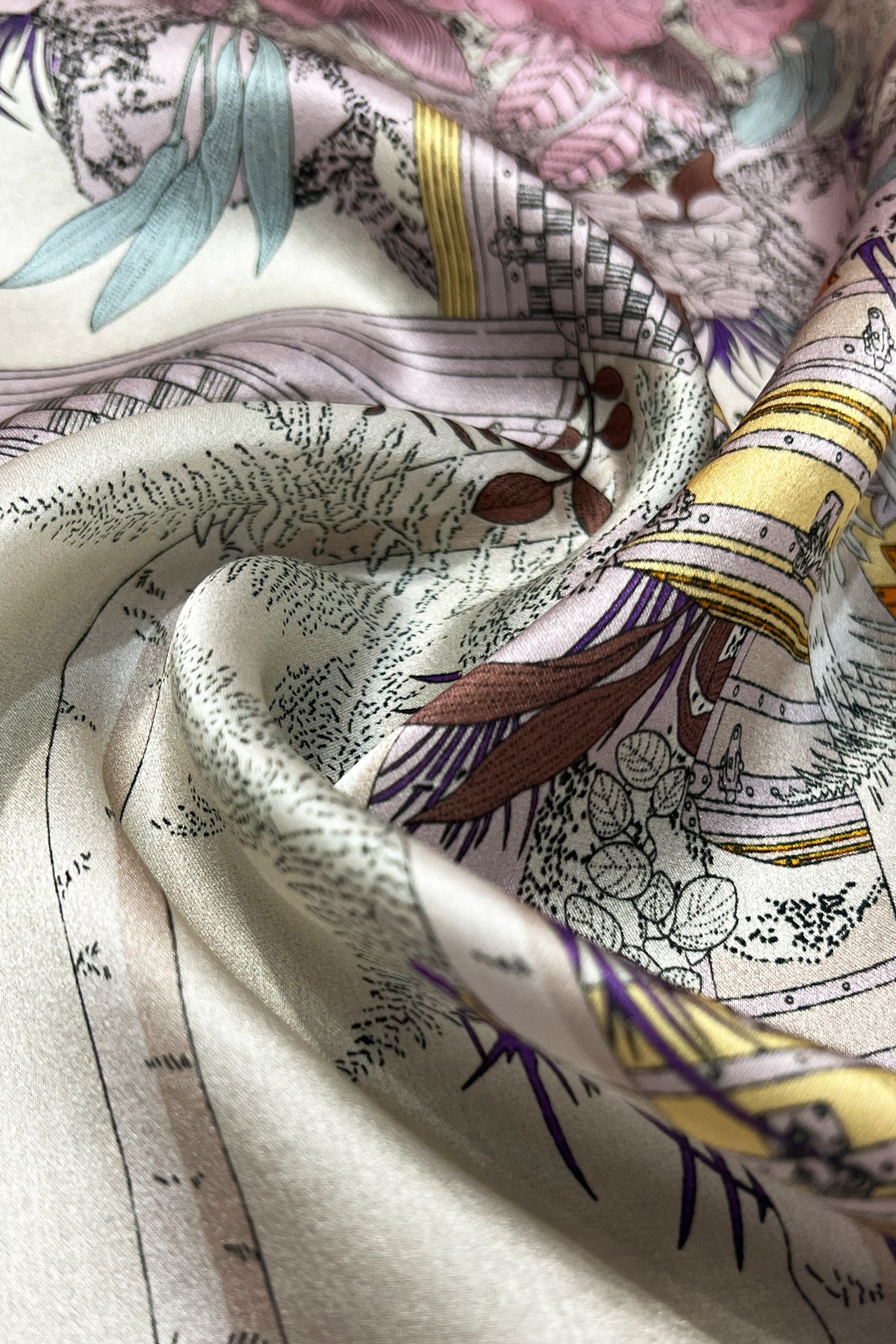 Pembe Laila Saf İpek Roma Küçük Eşarp 50x50 cm