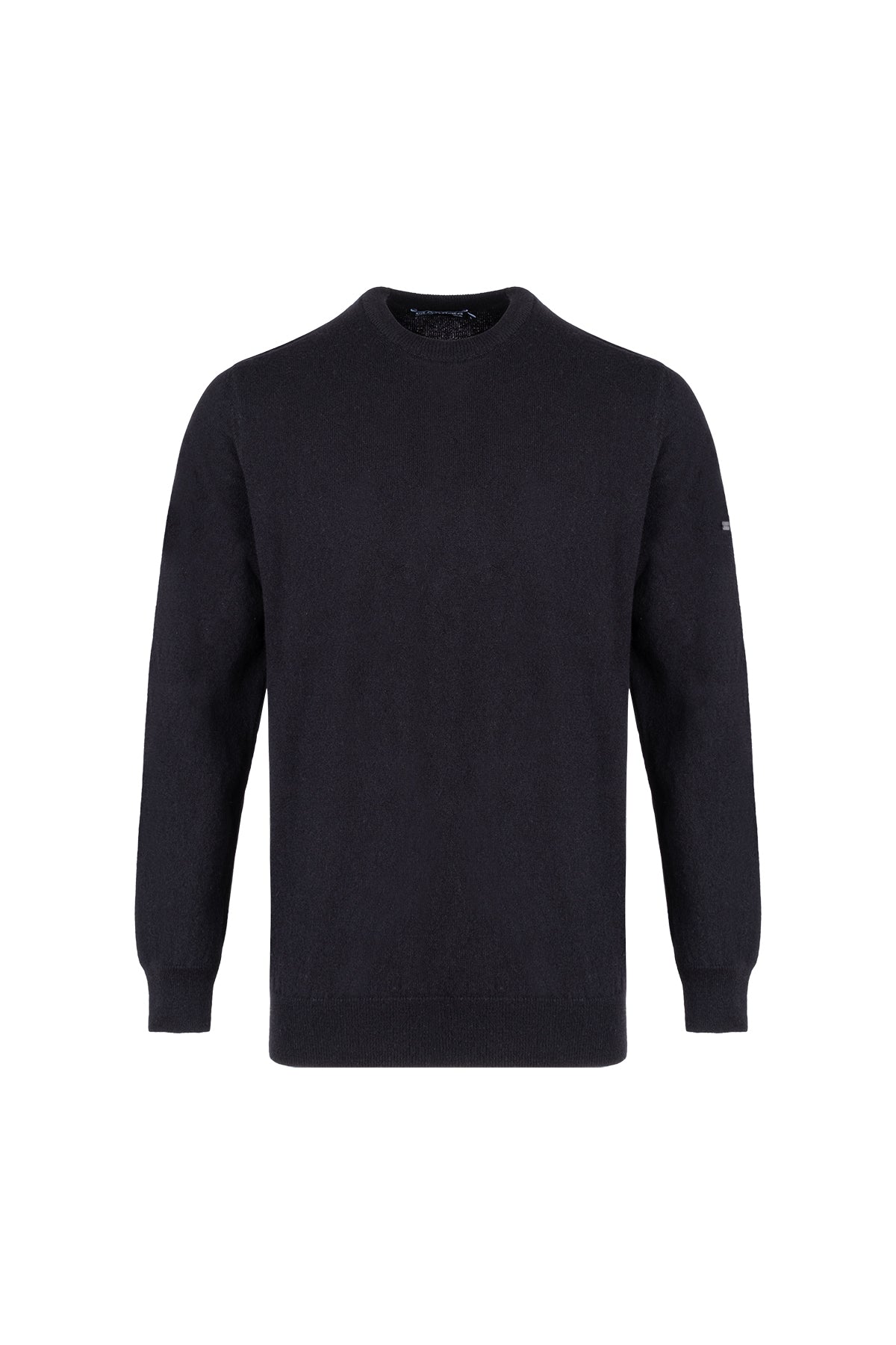 Siyah Saf Kaşmir Yuvarlak Yaka Erkek Kazak