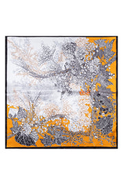 Turuncu Siyah Laila Saf İpek Kare Eşarp 50x50 cm