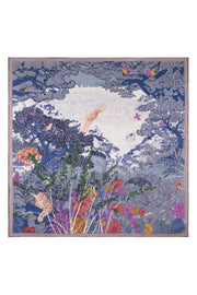 Mor Lila Linda Kaşmir Desenli Kare Eşarp 140x140  cm