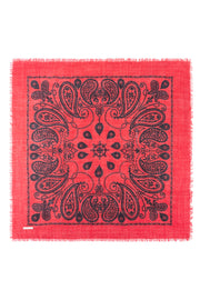 Kırmızı Jas Desenli Kare Şal 70x70 cm