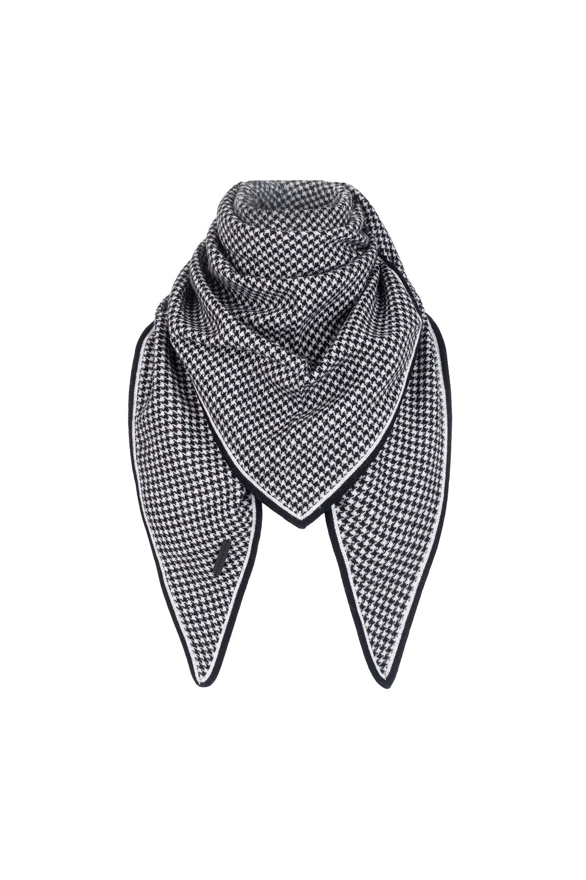 Siyah Saf Kaşmir Kaz Ayağı Üçgen Şal 100x100x145 cm