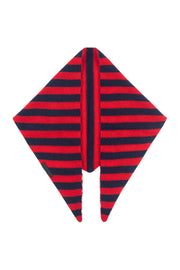 Kırmızı Lacivert Rose Saf Kaşmir Çizgili Fular Bandana 85x30x30 cm