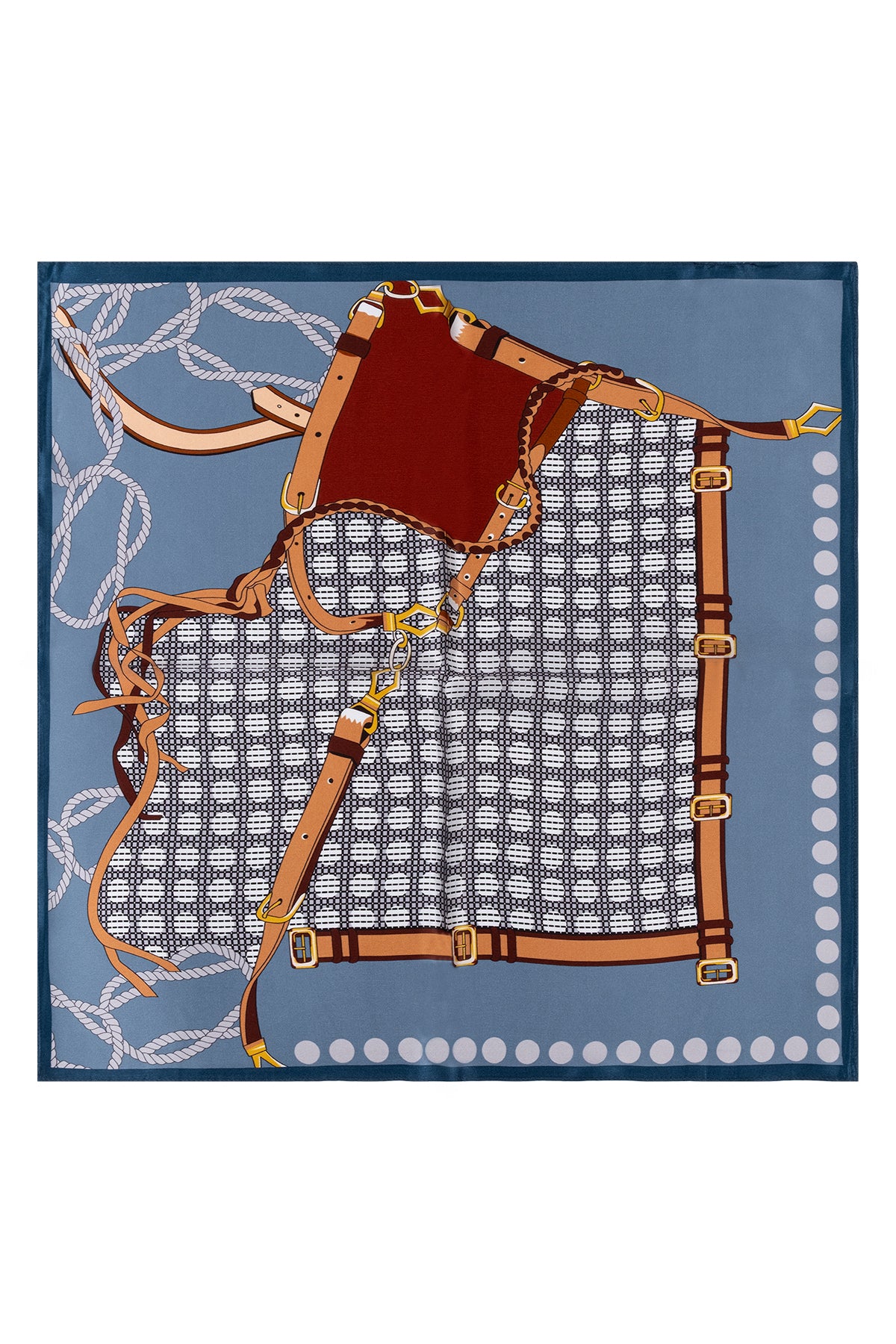 Mavi Laila Saf İpek Kare Eşarp 50x50 cm