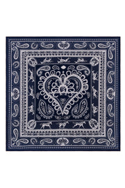 Camel Lacivert Linda Kaşmir Desenli Kare Eşarp 140x140 cm