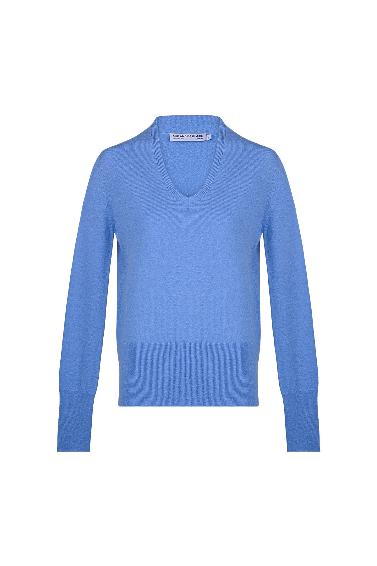 Mavi Lilly Saf Kaşmir Derin V Yaka Kazak
