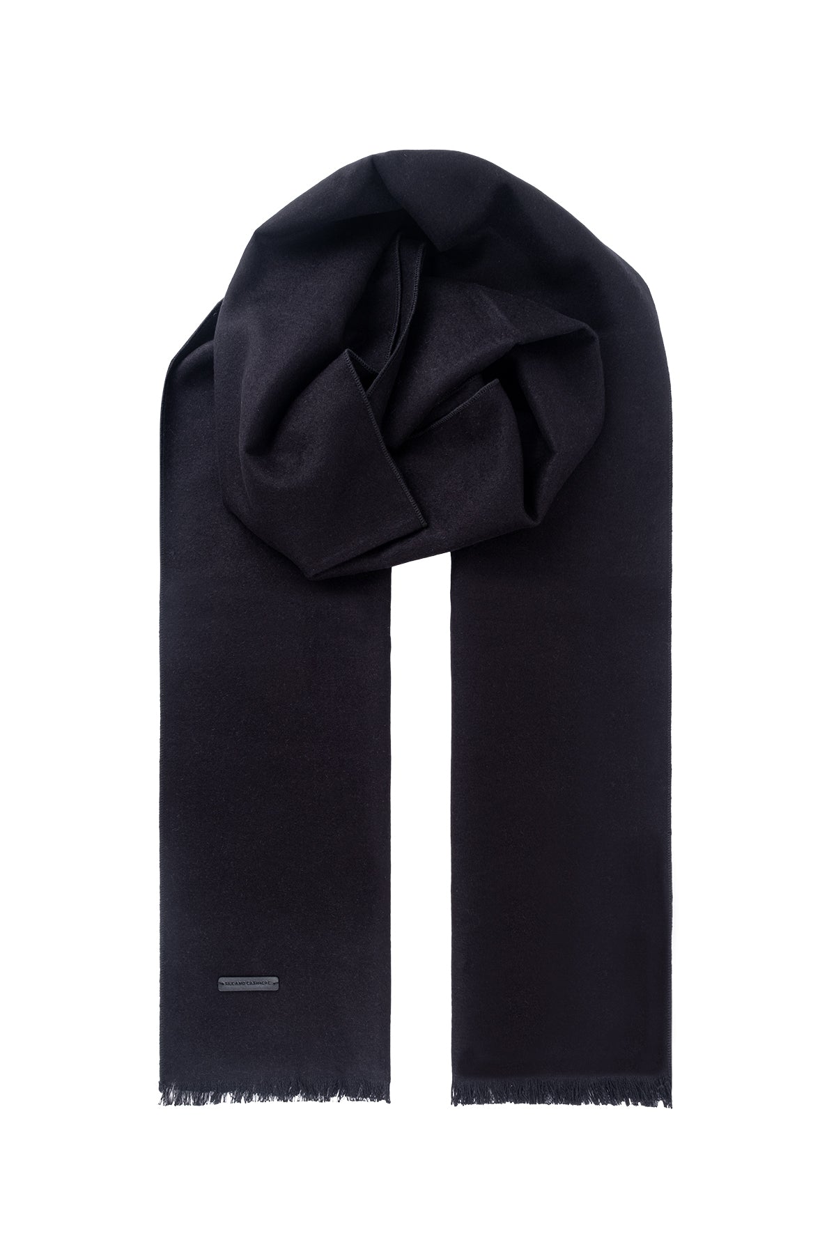 Siyah Lotus Saf İpek Atkı 30x177 cm