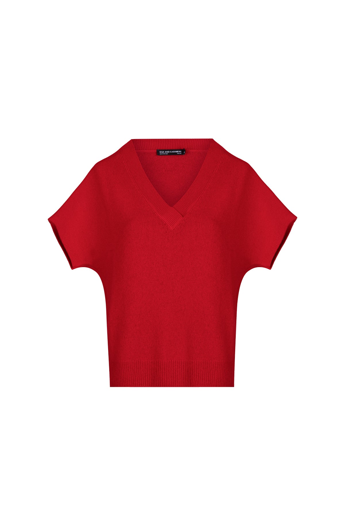 Kırmızı Kostir Saf Kaşmir Derin V Yaka Triko