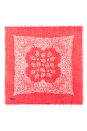 Bordo Jas  Desenli Kare Şal 70x70 cm