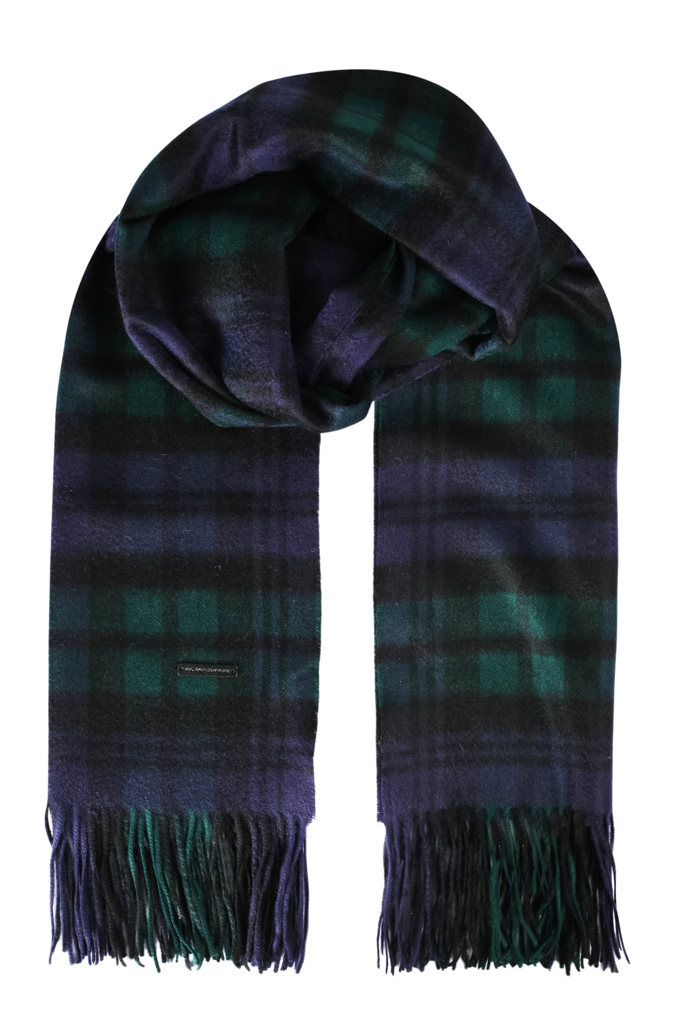 Yeşil Saf Kaşmir Rose Kareli Şal 70x200 cm