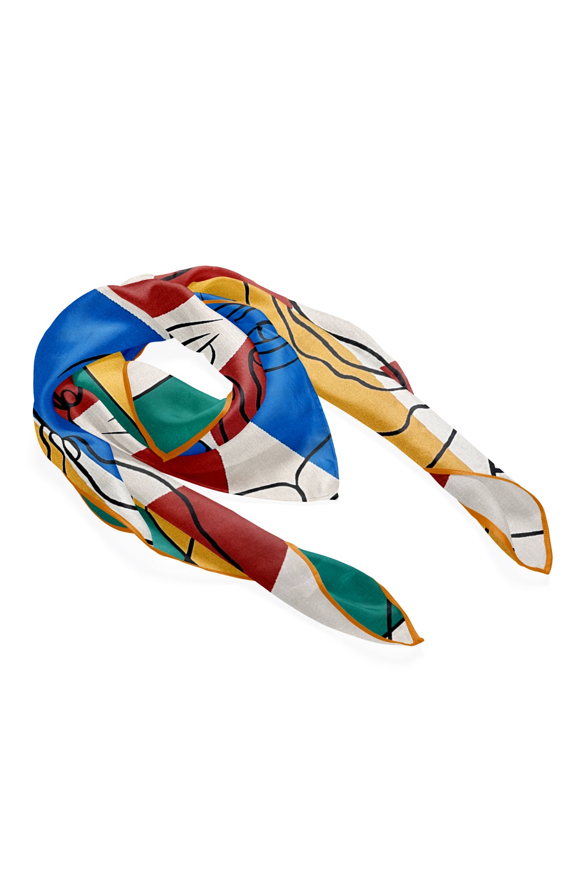 Kırmızı Laila Saf İpek Roma Küçük Eşarp 50x50 cm