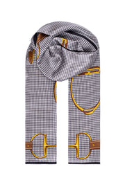 Kahverengi Luciana İpek Desenli Fular 55x170 cm