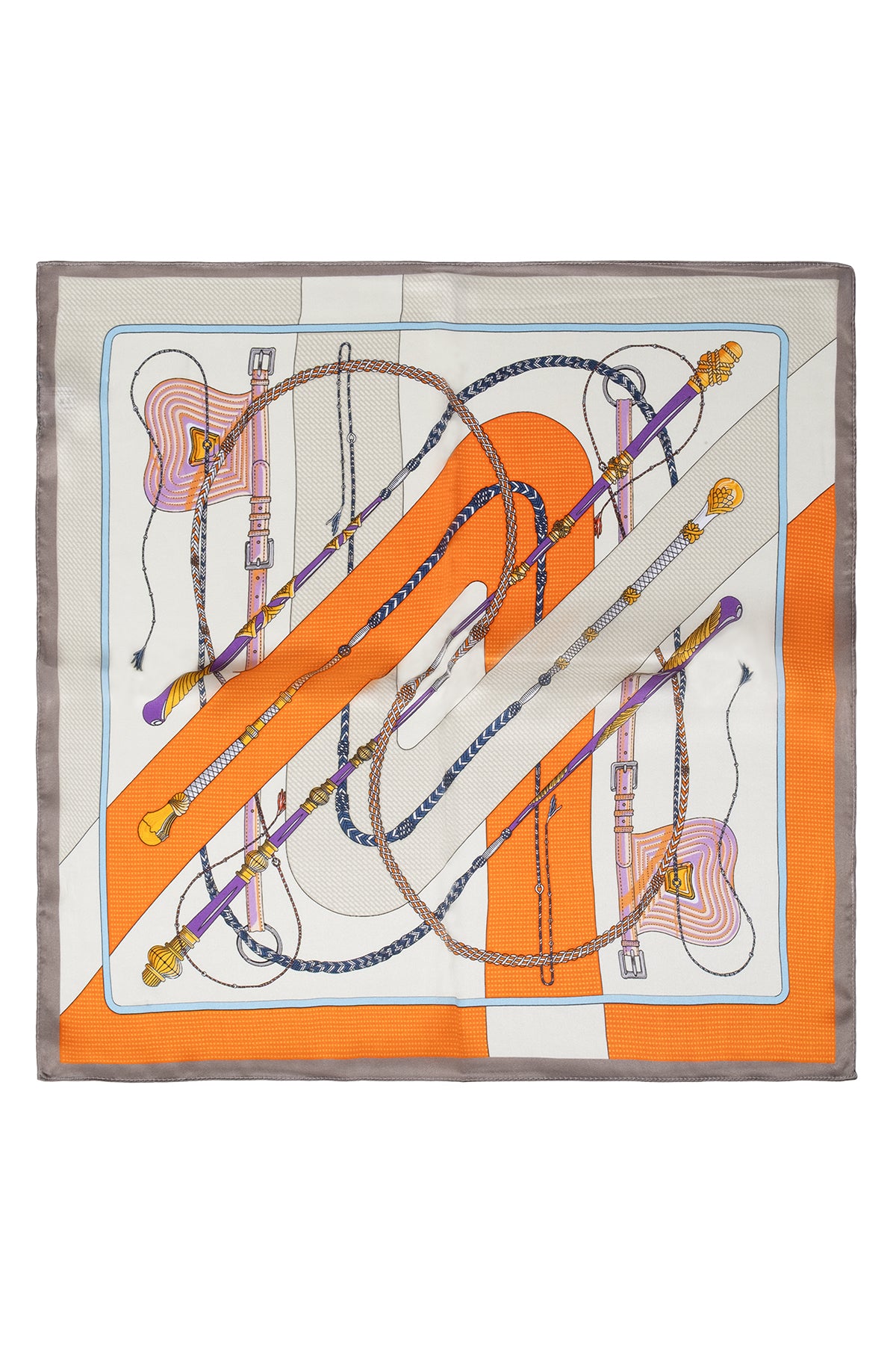 Turuncu Bej Laila Saf İpek Kare Eşarp 50x50 cm