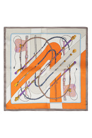 Turuncu Bej Laila Saf İpek Kare Eşarp 50x50 cm