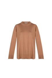 Camel Zoe İpek Kaşmir Yuvarlak Yaka Tunik Triko