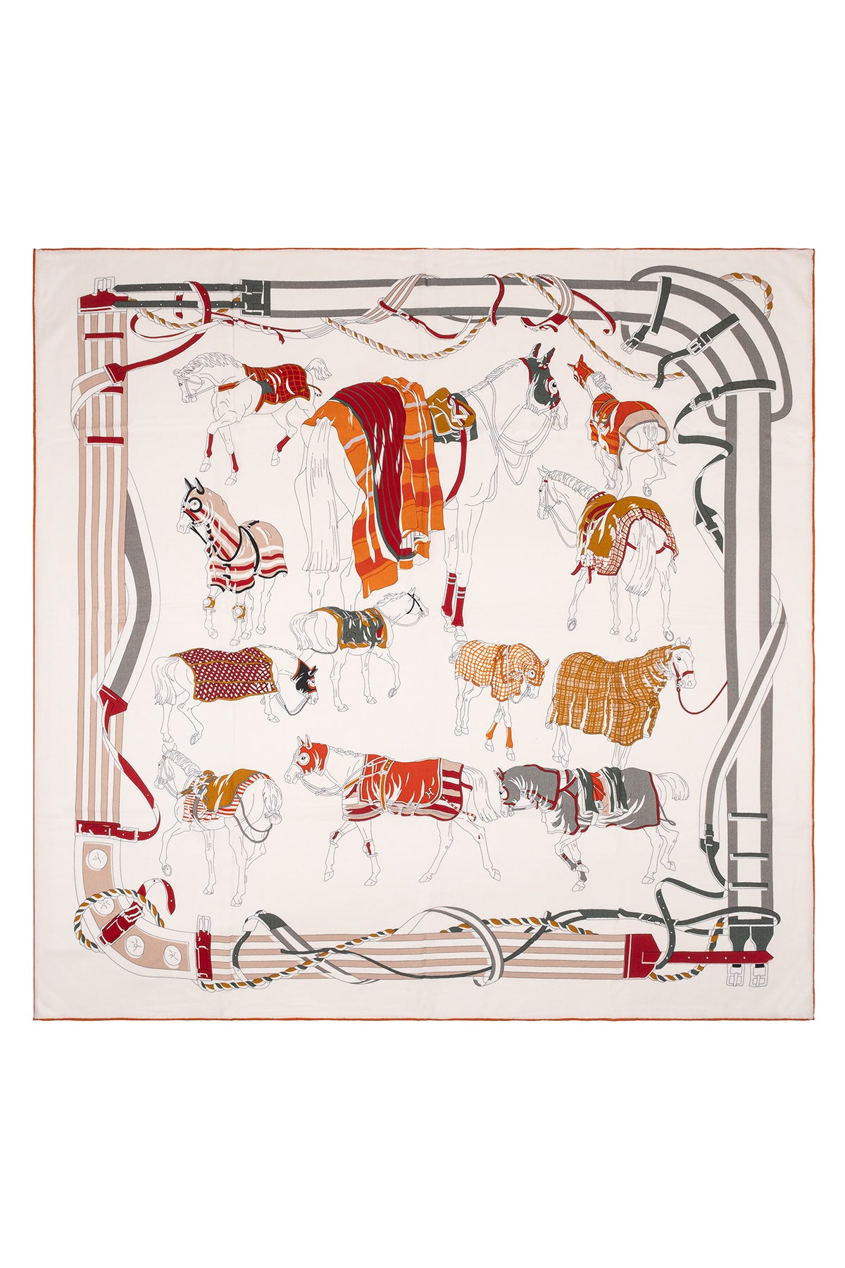 Turuncu Linda Saf Kaşmir Baskılı Eşarp 140x 140 cm