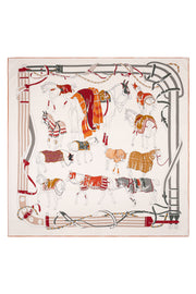 Turuncu Linda Saf Kaşmir Baskılı Eşarp 140x 140 cm