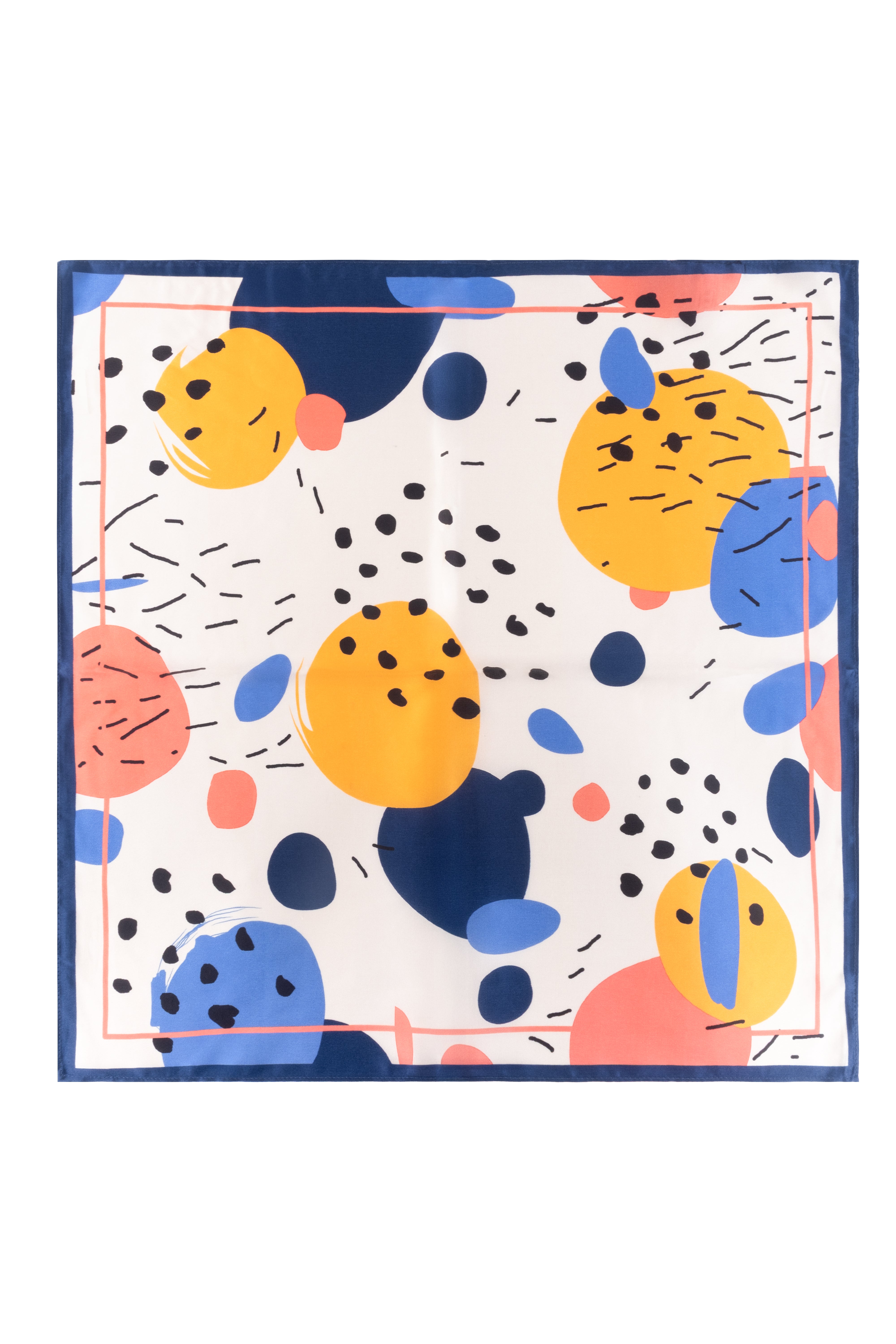 Lacivert Pembe Laila Saf İpek Kare Eşarp 50x50 cm