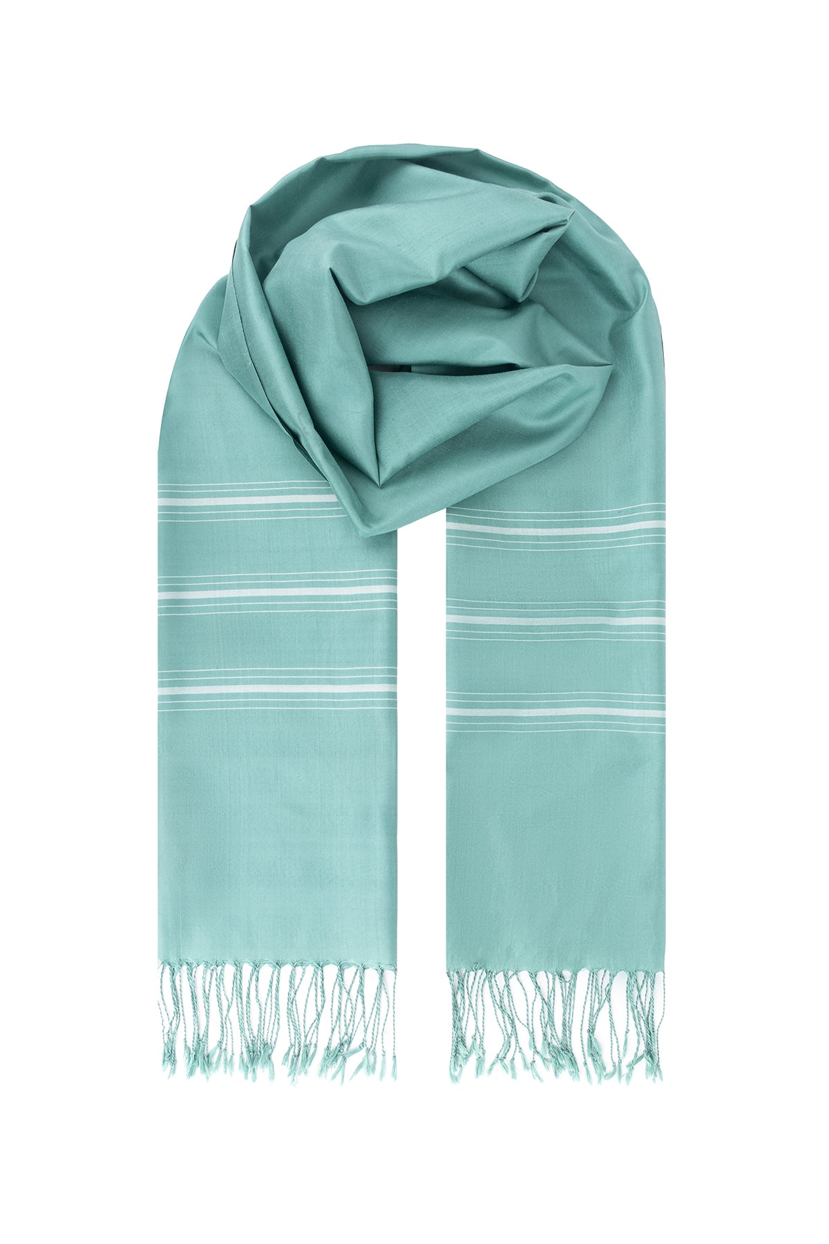 Yeşil El Dokuması Saf İpek Şal 70x180 cm