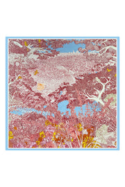 Mavi Lena Saf İpek Roma Çift Taraflı Eşarp 70x70